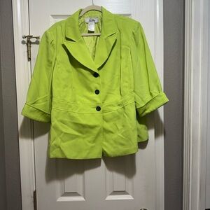 LeRox Lime Green Cropped Blazer Size 10 Statement Jacket